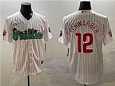 Men's Philadelphia Phillies #12 Kyle Schwarber White Phanatic Cool Base Stitched Jersey,baseball caps,new era cap wholesale,wholesale hats